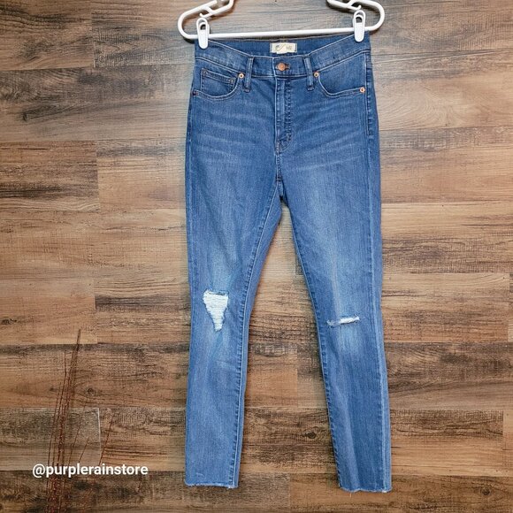 Madewell Jeans 27 Skinny 9" Mid Rise Bellachase Blue M3089 Tummy Control Stretch - Picture 1 of 13
